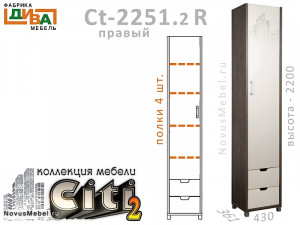 1-дверный шкаф с ящиками ПРАВЫЙ - Сt-2251.2 R