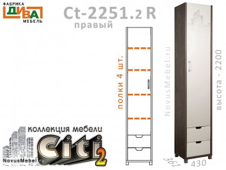 1-дверный шкаф с ящиками ПРАВЫЙ - Сt-2251.2 R