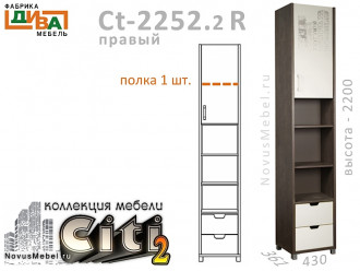 1-дв. шкаф-пенал с ящиками ПРАВЫЙ- Сt-2252.2 R