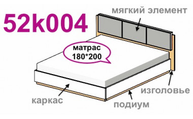 Кровать 180*200 без подъемного механизма 52k004