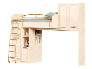 Кровать-чердак на двух шкафах, сп. место 80*190, с письменным столом - 510.020_050 (набор Александрия-2)