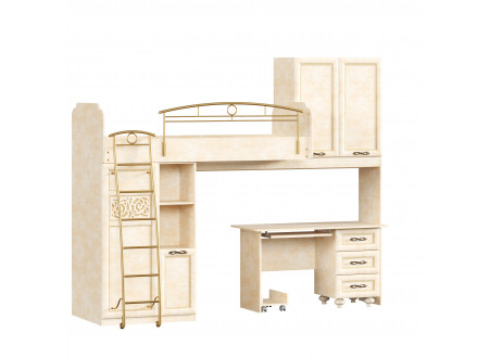 Кровать-чердак на двух шкафах, сп. место 80*190, с металлической лестницей - 510.020 (универсальная L/R)