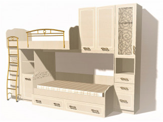 2-х ярусная кровать Александрия со шкафами - (скидка 45%)