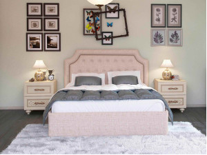 Кровать с мягкой обивкой из ткани, БЕЗ решетки, БЕЗ матраса, спальное место 160*200 - 600.030