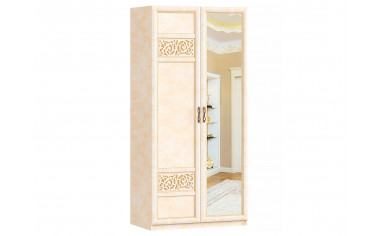 2-х дверный шкаф с зеркалом со штангой и полками - спальня Александрия
