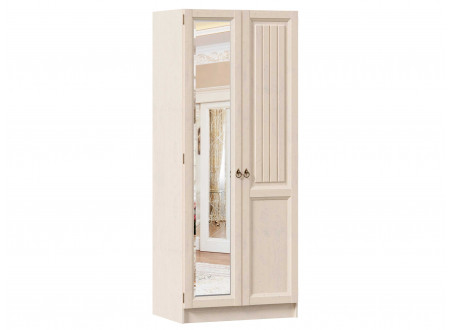 2-х дверный шкаф, с зеркалом СЛЕВА и 2-мя штангами внутри, без полок - ЛД 642.244