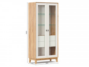 Шкаф 2х дверный со стеклом и с 2-мя ящиками внутри - (698.030)