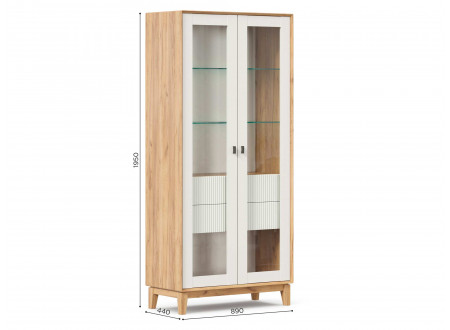 Шкаф 2х дверный со стеклом и с 2-мя ящиками внутри - (698.030)