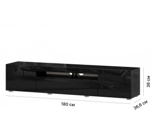 Тумба ТВ шириной 1800 мм, низкие ножки, с 3-мя фасадами - (685.020.Black)