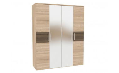 Шкаф 4х-дверный с зеркалами и штангами - ЛД 631.143R.143L - фабрика мебели Любимый дом