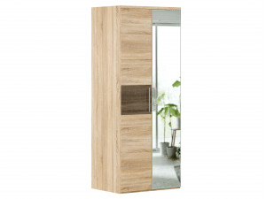 Шкаф 2х-дверный с зеркалом СПРАВА с 2-мя штангами в комплекте и без полок - (631.143.R)