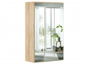 Шкаф 3х-дверный зеркальный с 4-мя штангами в комплекте и без полок - (631.153)
