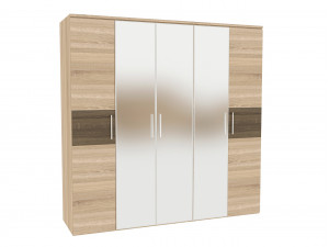 Шкаф 3х-дверный зеркальный с 4-мя штангами в комплекте и без полок - (631.134.142)