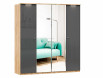 Шкаф 4х-дверный зеркальный с полками и штангой - ЛД 659.221.233.221 - фабрика мебели Любимый дом