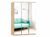 Шкаф 3х-дверный зеркальный с полками и штангой - ЛД 659.223.233 - фабрика мебели Любимый дом