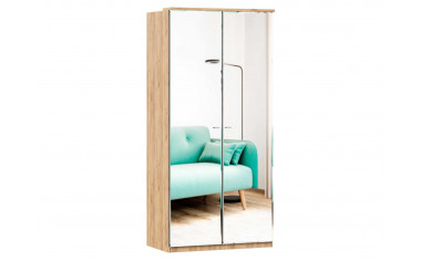 Шкаф 2х-дверный зеркальный с полками и штангой - ЛД 659.233 - фабрика мебели Любимый дом