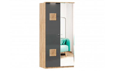 Шкаф 2х-дверный зеркальный с полками и штангой - ЛД 659.235.R - фабрика мебели Любимый дом