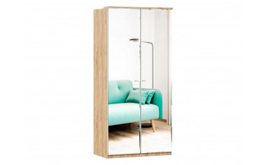 Шкаф 2х-дверный зеркальный с полками и штангой - ЛД 659.238 - фабрика мебели Любимый дом