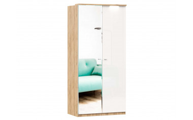 Шкаф 2х-дверный зеркальный с полками и штангой - ЛД 659.239.L - фабрика мебели Любимый дом