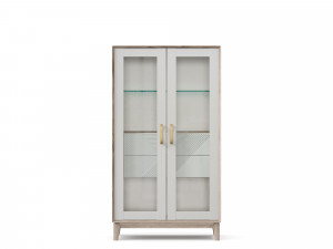 Шкаф низкий 2х дверный со стеклом и с 2-мя ящиками внутри - (455.040)