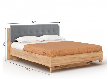 Кровать 160*200 с решеткой без матраса и с мягким изголовьем-221 - ЛД 406.120.221