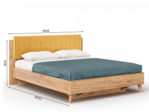Кровать 160*200 с решеткой без матраса и с мягким изголовьем-223 - ЛД 406.120.223