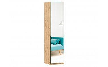 Шкаф 1-дверный зеркальный с полками и штангой - ЛД 677.060.007.R.Dub - фабрика мебели Любимый дом