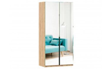 Шкаф 2-дверный зеркальный с полками и штангой - ЛД 677.070.009.Dub - фабрика мебели Любимый дом