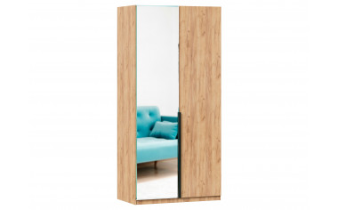 Шкаф 2-дверный зеркальный с полками и штангой - ЛД 677.070.010.L.Dub - фабрика мебели Любимый дом