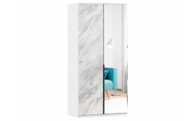 Шкаф 2-дверный зеркальный с полками и штангой - ЛД 677.070.010.R - фабрика мебели Любимый дом