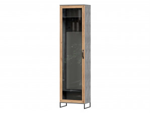 Шкаф 1-дверный со стеклом и с вешалкой ЛЕВЫЙ - (672.030.L.Dgold)