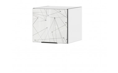 Одно-дверная антресоль для шкафа - Белый глянец с рисунком