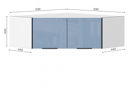 2х-дверная угловая антресоль для шкафа - 528.320 (вар.1) - Капри синий 