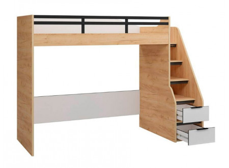Кровать-чердак левая с лестницей СПРАВА - 528.250 (базовый модуль для наборов Урбан)
