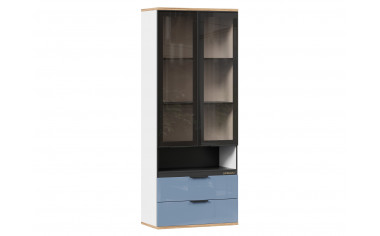 2-х дверный шкаф со стеклом и с ящиками - Капри Синий