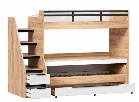 Урбан 19 - набор - кровать-чердак ПРАВАЯ с выкатными столом, кроватью и ящиком