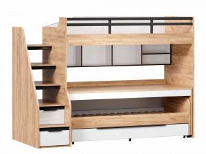 Урбан 20 - набор - кровать-чердак ПРАВАЯ с широкой полкой и с выкатными столом, кроватью и ящиком