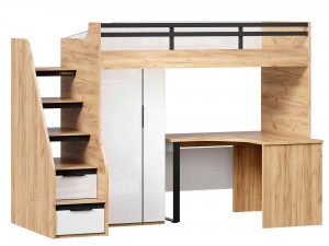 Урбан 40 - набор - кровать-чердак ПРАВАЯ с угловым столом и с низким шкафом