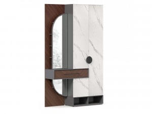 Двойной комбинированный шкаф со встроенным ящиком с зеркалами и полками - (138.010)