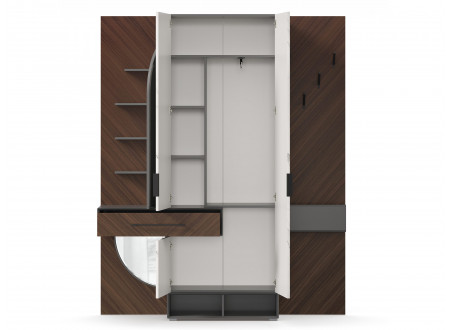 Комбинированный шкаф с ящиком с зеркалами и с вешалкой СПРАВА - (138.010.020)
