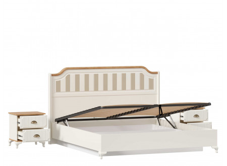 Набор мебели Вилладжио - 8 (Кровать со сп. м. 180*200, с подъемной решеткой, без матраса и с 2-мя тумбами) - ЛД 680.030.017-130-130