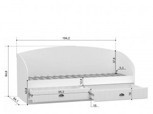 Кровать-тахта со спальным местом 80*190, без матраса с 2-мя выдвижными ящиками - ЛД 680.060