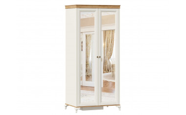 Шкаф 2-х дверный с зеркалами со штангой и с полками - ЛД 680.080.2z - фабрика мебели Любимый дом