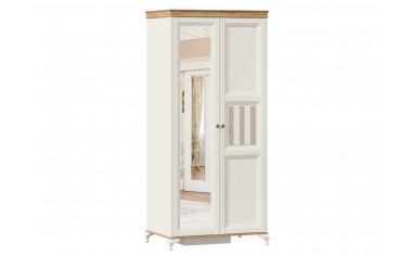 Шкаф 2-х дверный с зеркалом со штангой и с полками - ЛД 680.080.1zL - фабрика мебели Любимый дом
