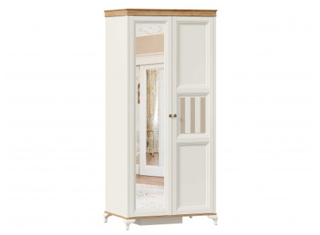Шкаф 2-х дверный с одним зеркалом СЛЕВА со штангой СЛЕВА и с полками СПРАВА - ЛД 680.080.1ZL