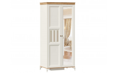 Шкаф 2-х дверный с зеркалом со штангой и с полками - ЛД 680.080.1zR - фабрика мебели Любимый дом