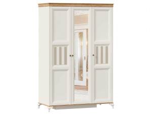 Шкаф 3-х дверный с одним зеркалом со штангой СЛЕВА и с полками СПРАВА - ЛД 680.090.1z