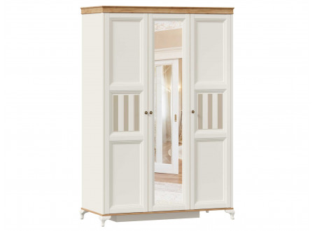 Шкаф 3-х дверный с одним зеркалом со штангой СЛЕВА и с полками СПРАВА - ЛД 680.090.1z