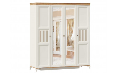 Шкаф 4-х дверный с 2-мя зеркалами со штангой и с полками - ЛД 680.100.2z - фабрика мебели Любимый дом