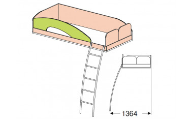 Кровать верхняя - 147709 с лестницей СПРАВА